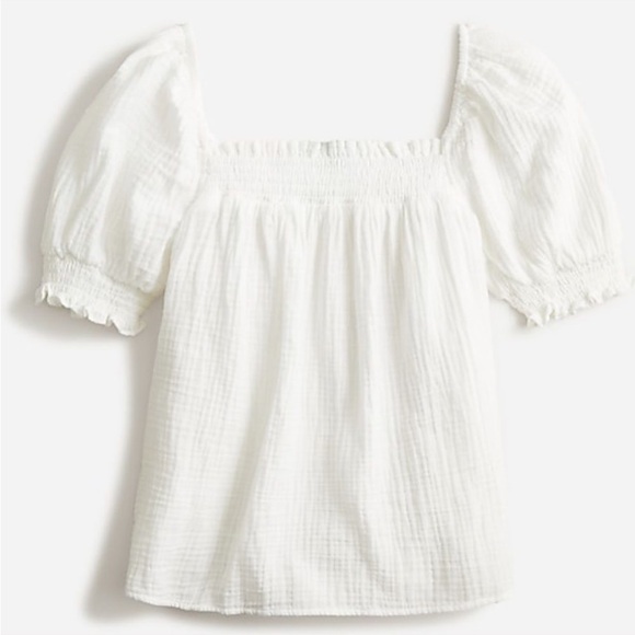 J. Crew Tops - J. Crew Squareneck Puff-Sleeve Cozy Gauze Top